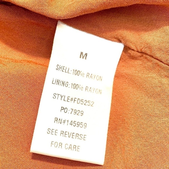 VICI Tunic Top Medium Orange Brown Rust 100% Rayon Long-Slvs Boho Flowy Smocked - Picture 14 of 16